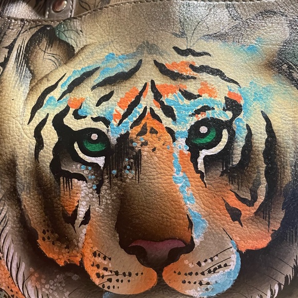 Hand painted tiger bag by Anuschka - Picture 12 of 14